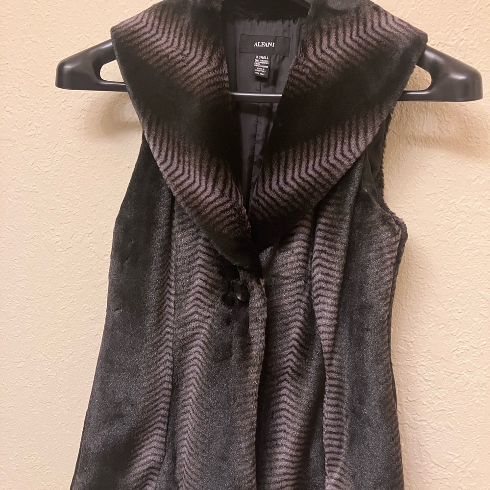 Black and Gray Faux Fur Vest
